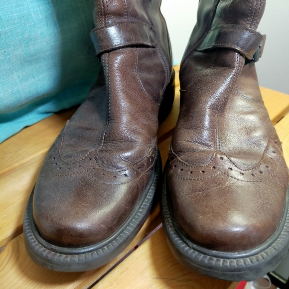 United Colors of Benetton Y2K Brown Leather Zip Up Mid Calf Boots - Picture 6 of 13